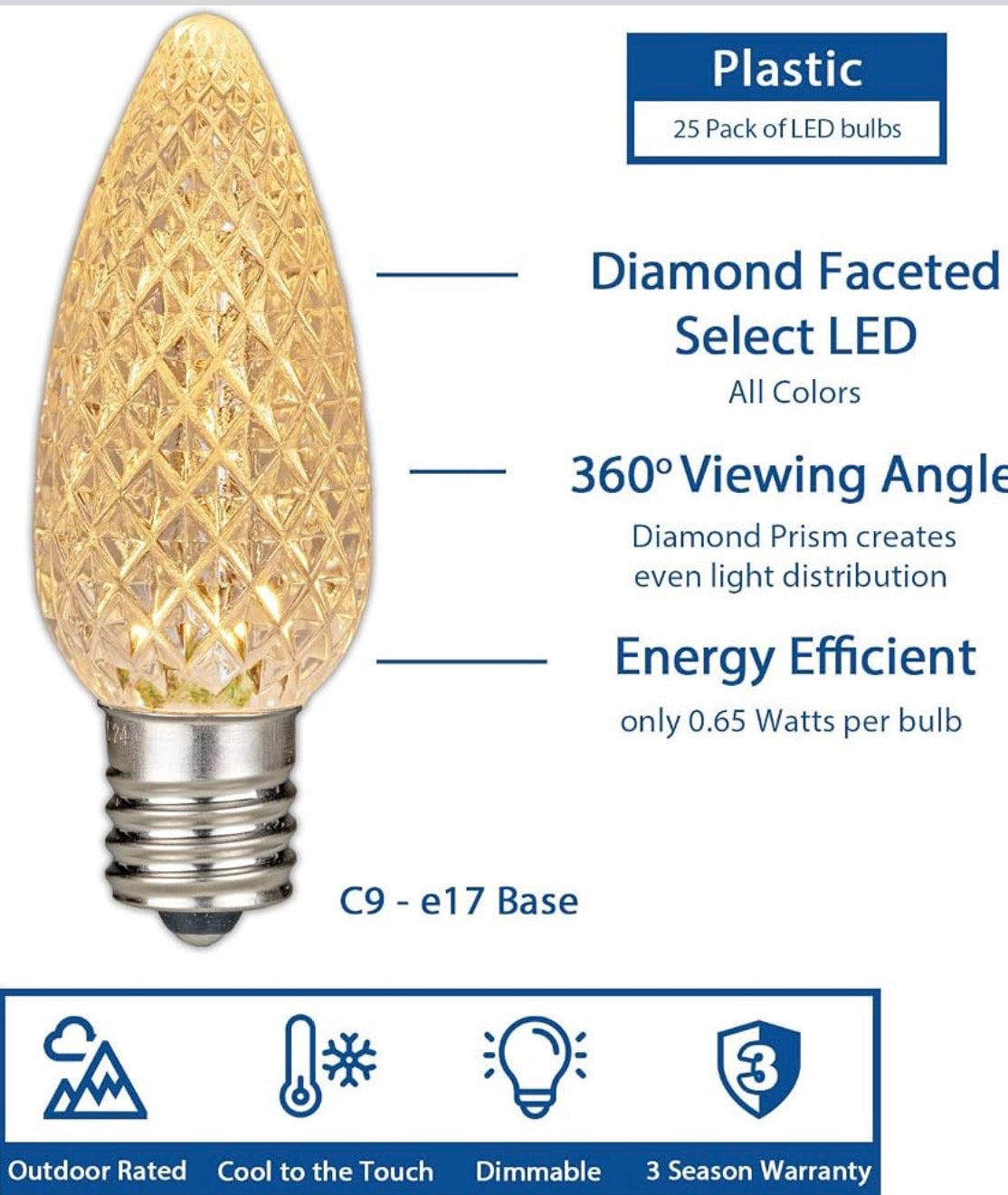 DIY C9 Christmas Light Kit - Bulbs, Wire &amp; Clips